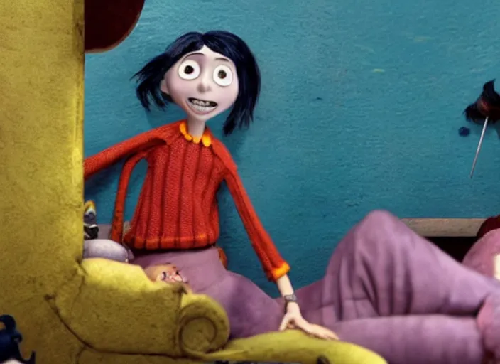 Image similar to a very high resolution image from a new movie, stop motion, coraline, directed by wes anderson