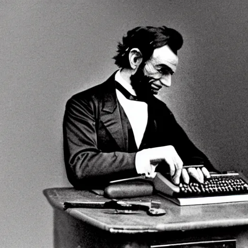 Abraham Lincoln using an Apple II personal computer, | Stable Diffusion ...