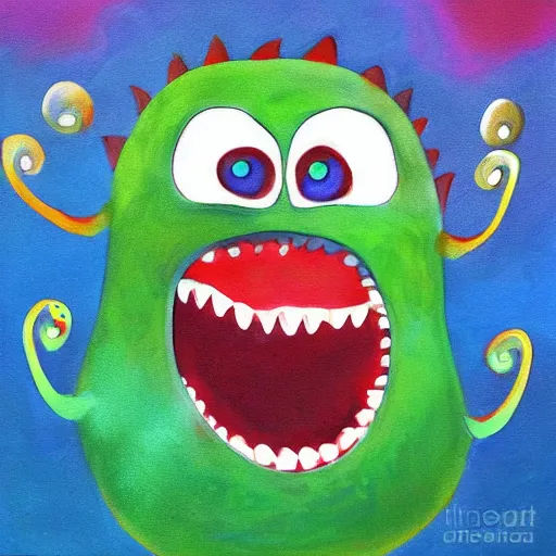 Image similar to smiling monster, painting by lilly pavlova