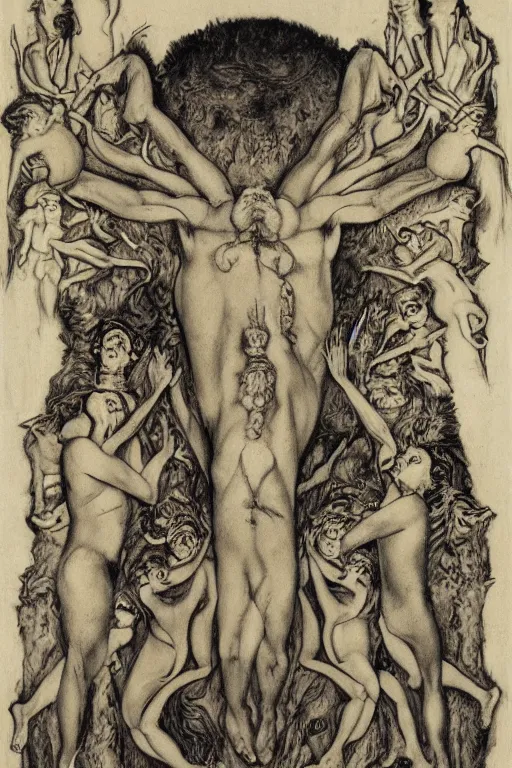 Image similar to the self emerging from its ancestral atavism by austin osman spare