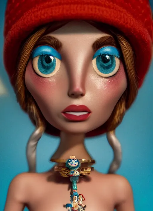 Image similar to closeup profile portrait of tin toy lana del rey eskimo igloo bikini, depth of field, zeiss lens, detailed, symmetrical, centered, fashion photoshoot, by nicoletta ceccoli, mark ryden, lostfish, breathtaking, 8 k resolution, extremely detailed, beautiful, establishing shot, artistic, hyperrealistic, octane render