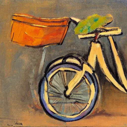Prompt: Irma stern pAinting of a bicycle