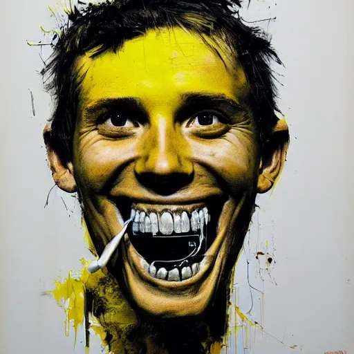 Image similar to portrait of a dentist with large, giant teeth, rotten teeth, yellow, broken, cavities, moldy by Mark Brooks and guy denning