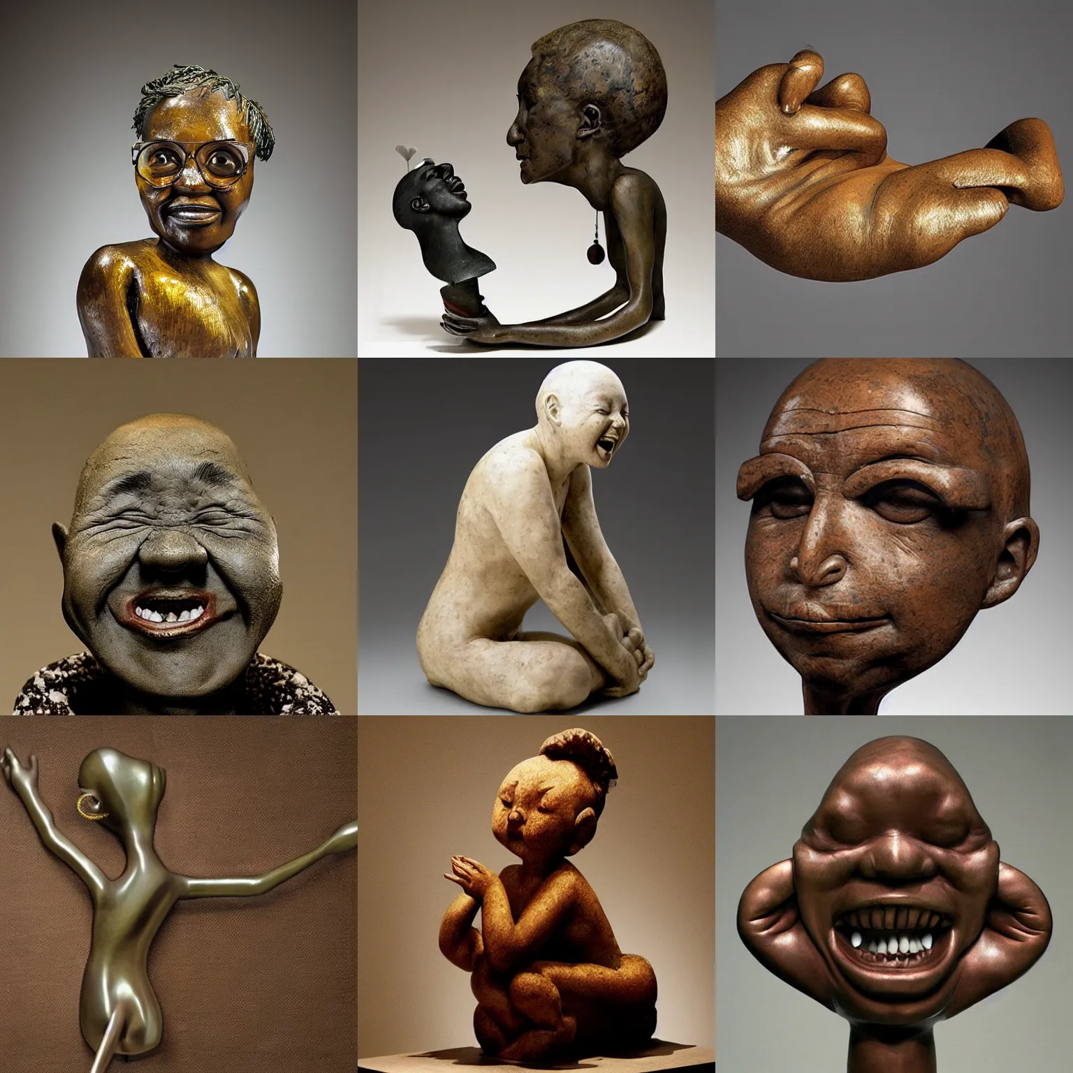 Prompt: a sculpture representing the feeling of happiness, a post - modren style by nancy fouts
