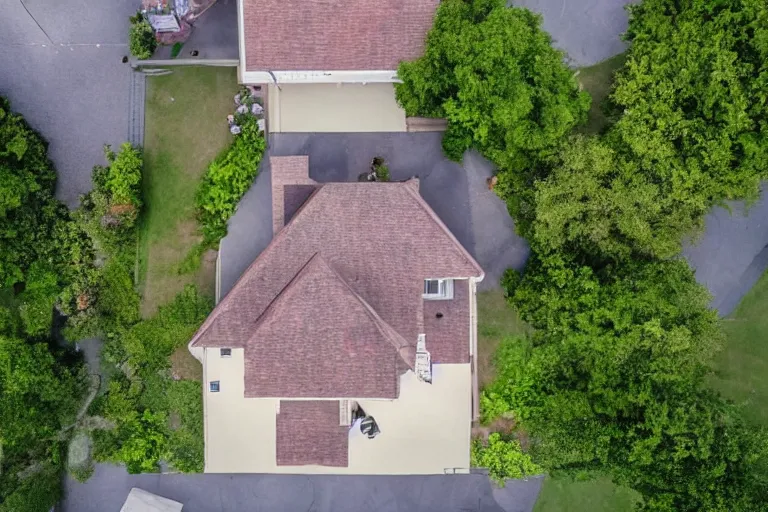 Image similar to looking down on a house from a drone