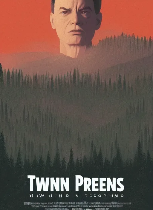 Image similar to Twin Peaks movie poster artwork by Michael Whelan and Tomer Hanuka, Rendering of The ego separates, from a scene from Twin Peaks, clean, full of detail, Matte painting, trending on artstation and unreal engine