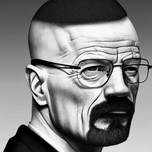 Image similar to Walter White with zoomer haircut , face shot, portrait, detailed face, close-up, realistic, lifelike, studio lighting, cinematic