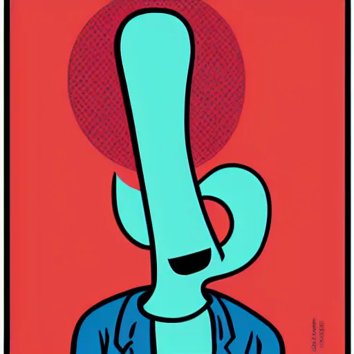 Image similar to handsome squidward portrait, polish poster style, pop art, male, male portrait, vivid colors