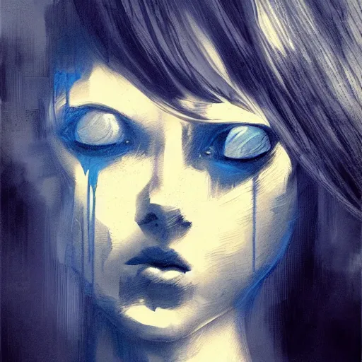 Image similar to sadness blue melancholy, stormy, moody, artstation, movement, disaster