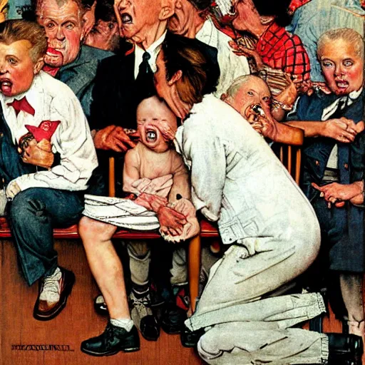 Prompt: people screaming by norman rockwell - 9