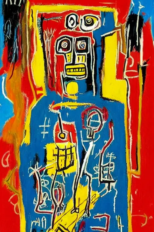 Image similar to beautiful detailed tarot cards painting by jean - michel basquiat