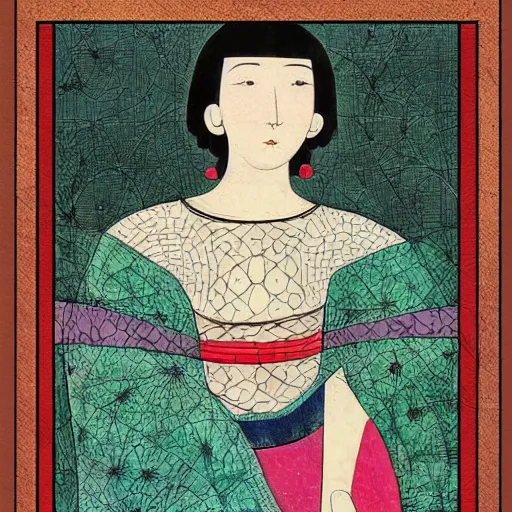 Prompt: interesting maximalist elaborate full body portrait of a beautiful medieval girl, in the style of kawase hasui and paul klee. mixed media, vibrant textures, pastel tones. HD 8x no frame