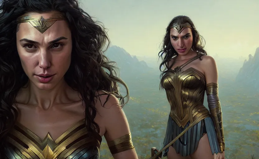 Image similar to highly detailed portrait of gal gadot, in the boys, stephen bliss, unreal engine, fantasy art by greg rutkowski, loish, rhads, ferdinand knab, makoto shinkai and lois van baarle, ilya kuvshinov, rossdraws, tom bagshaw, global illumination, radiant light, detailed and intricate environment