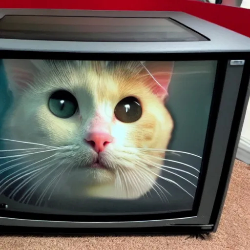 Image similar to paraphore mynt cat face on a crt tv