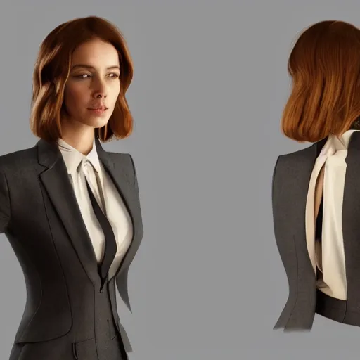 Prompt: beautiful girl protrait in a suit, character portrait, james gurney, character concept style trending on artstation, detailed face, concept art, detailed, octane render cinematic, photo-realistic, 8k, high detailed