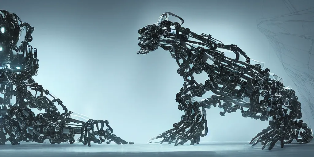 Image similar to Phosphorite centipede robotics advanced cybernetics Smart bionicle organism biomimmicry exoskeleton Biomorph hydraulics trending on behance visualisation industrial design trendinc on artstation