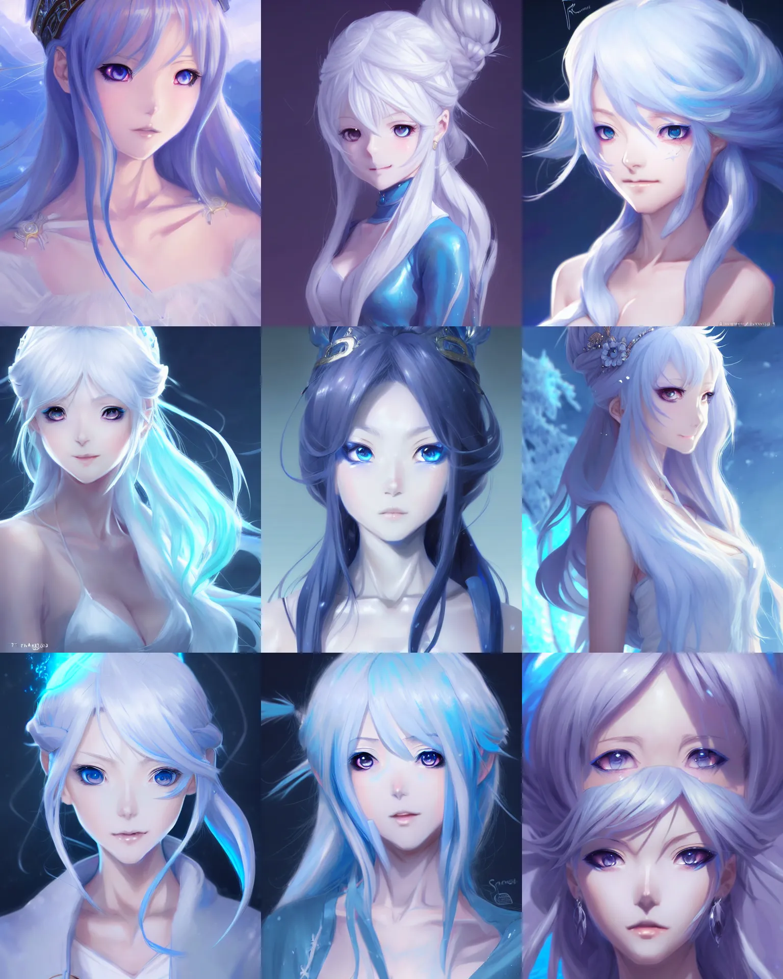 Prompt: Character concept art of an anime ice goddess || cute-fine-face, pretty face, realistic shaded Perfect face, fine details by Stanley Artgerm Lau, WLOP, Rossdraws, James Jean, Andrei Riabovitchev, Marc Simonetti, and Sakimichan, tranding on artstation