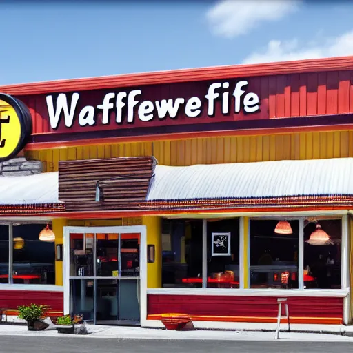 Image similar to detailed wafflehouse restaurant 4k