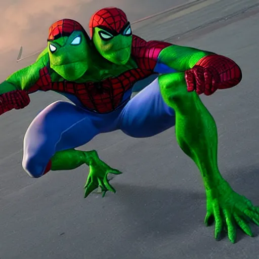 Image similar to turtle mutant ninja as spiderman, unreal engine