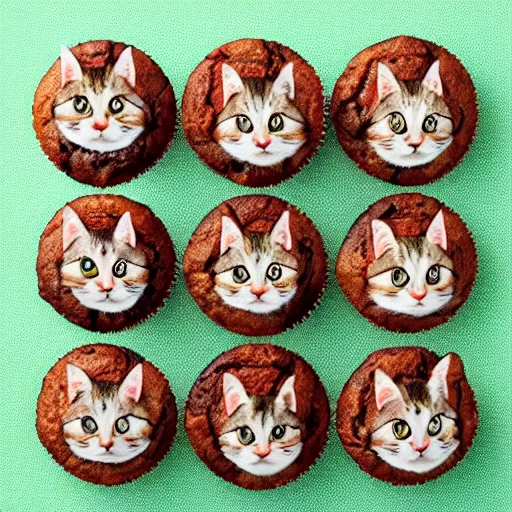 Image similar to photo of muffins that look like cats