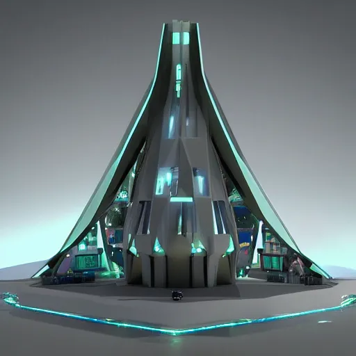 Image similar to futuristic cathedral inspired by boba fett