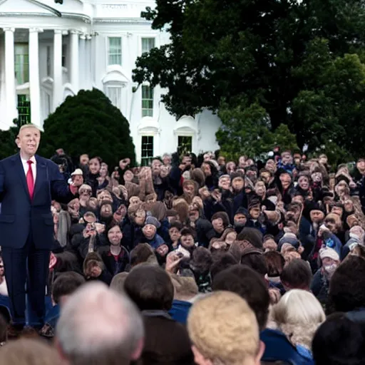 Prompt: president gollum giving a speech in front of the white house