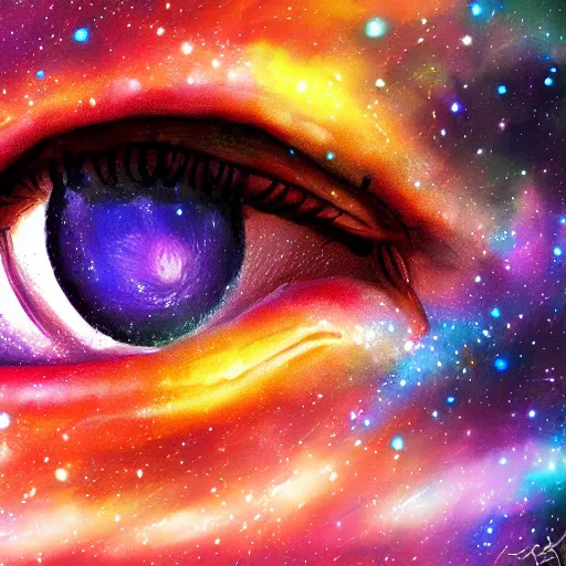 Prompt: galaxy in the eye 👁️ , high quality, high details, digital art,