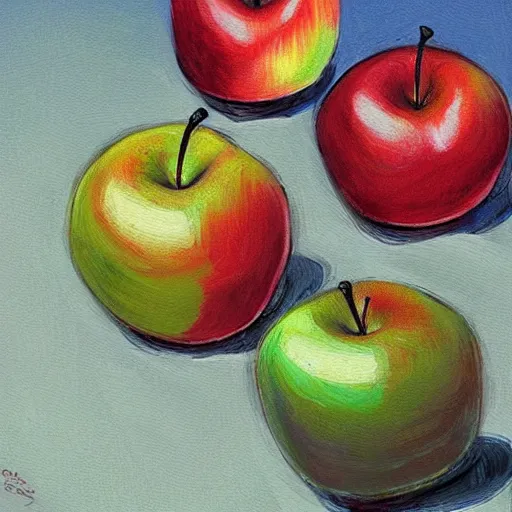 Prompt: apples, steve jobs, art by giuseppe