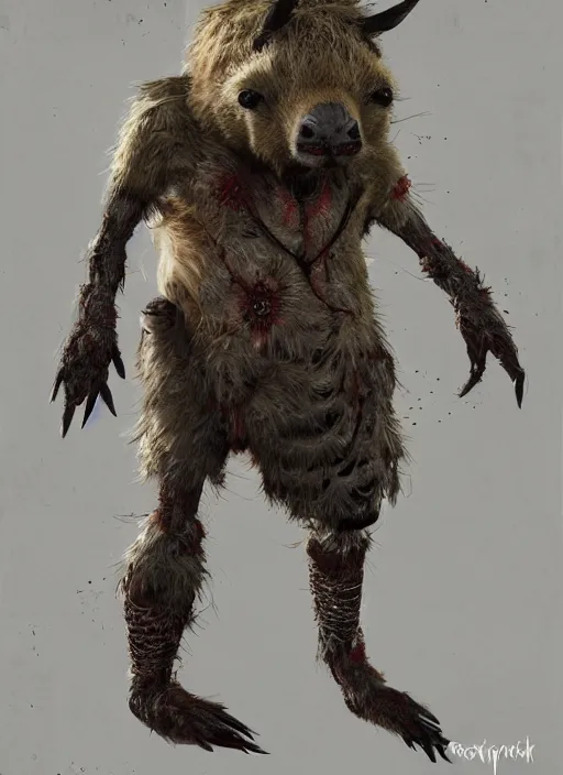 Image similar to detailed full body concept art illustration oil painting of an anthropomorphic capybara zombie in full intricate clothing, biomutant, dystopian, ultra detailed, digital art, octane render