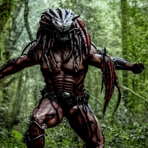 Image similar to Predator from the movie Predator in the forest plains of north yorkshire, 4k, Predator Movie, dragon inspired armor