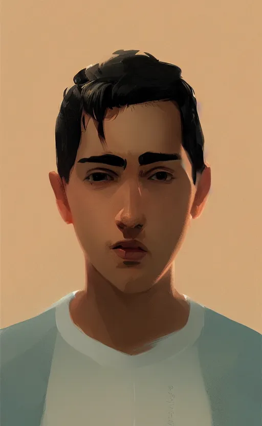 Prompt: a front view portrait of a hispanic student illustration by atey ghailan