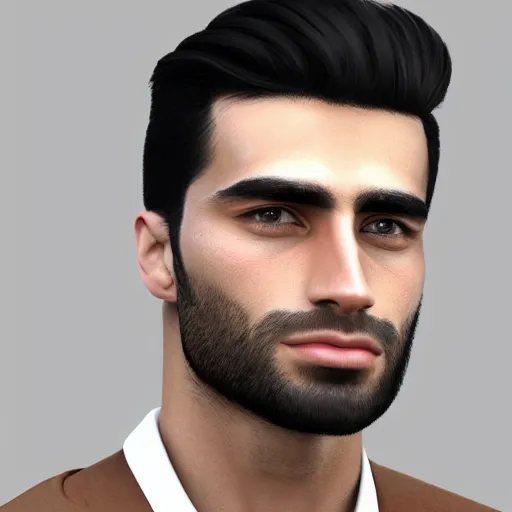 Image similar to a closeup shot of handsome esfand from twitch, gigachad, strong jawline, photorealism, 8k