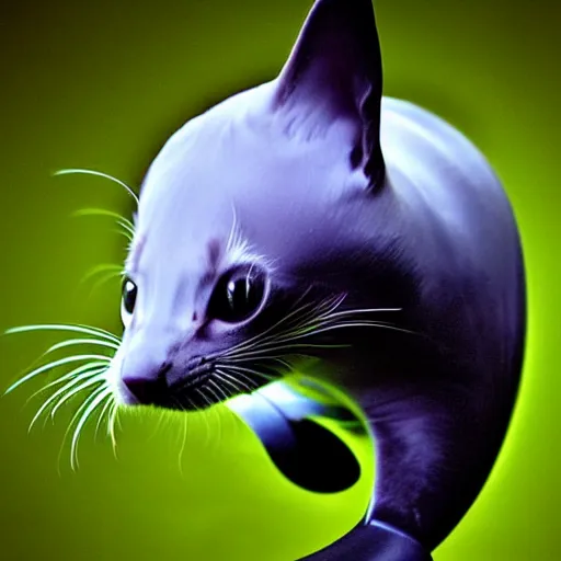 Image similar to a feline dolphin - cat - hybrid, animal photography