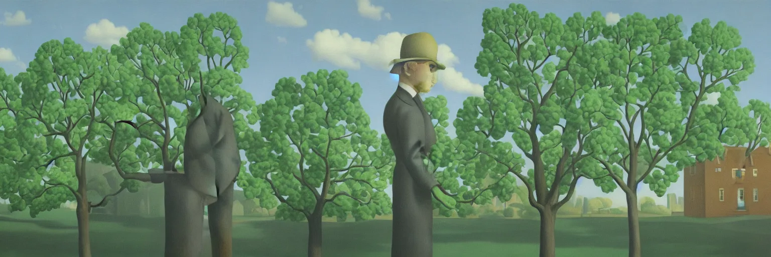 Prompt: leaf painting magritte