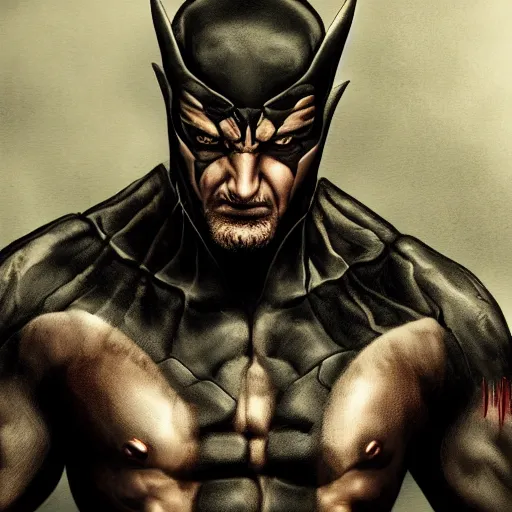 Image similar to Tom Hardy in wolverine suit Digital art 4K quality Photorealism