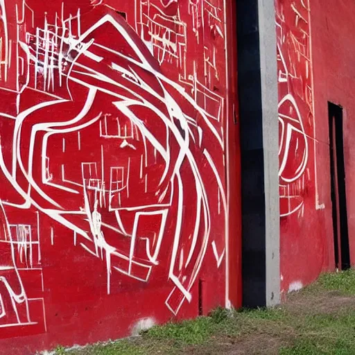 Prompt: red calligraffiti on a black wall