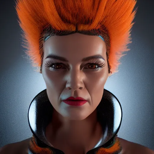 Image similar to queen wasp woman with flaming hair, honeycomb structure, octane render, unreal engine, 8 k,