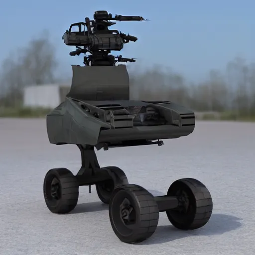 Image similar to futuristic unmanned ground vehicle, military, carrying weapons, from the year 2 0 4 2