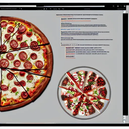 Image similar to wireframe pizza, hyperdetailed, unreal engine render, 8 k