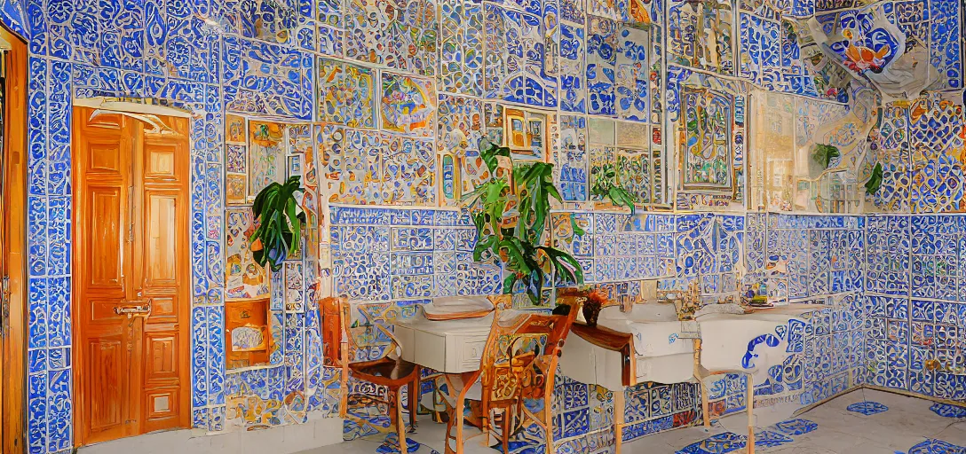 Image similar to mission revival house with portuguese tiles. fujinon premista 1 9 - 4 5 mm t 2. 9. portra 8 0 0.