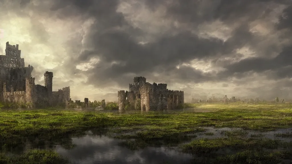 Swamp Marsh Large Castle Ruins Game Of Thrones Stable Diffusion