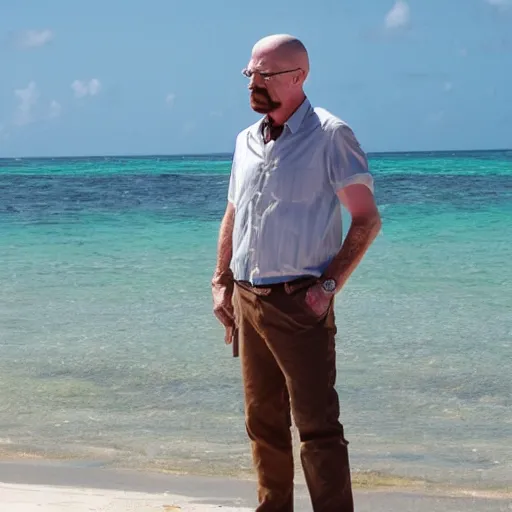 Prompt: walter white looking confused in aruba