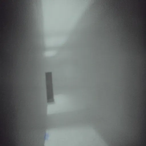 Image similar to insane nightmare, no light, everything is blurred, creepy shadows, descent to the basement, very poor quality of photography, 2 mpx quality, grainy picture