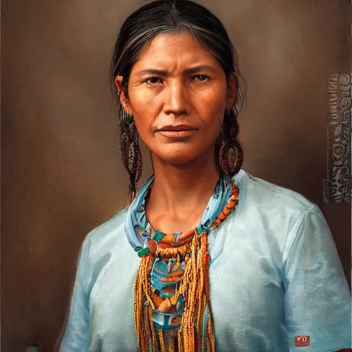 Image similar to portrait of an guatamalese woman ( 3 5 ) from guatamala in 2 0 2 1, an oil painting by ross tran and thomas kincade