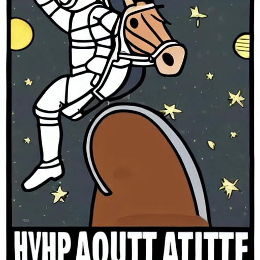 Image similar to a horse riding an astronaut, the astronaut is on all fours, the horse is on the astronaut\'s back