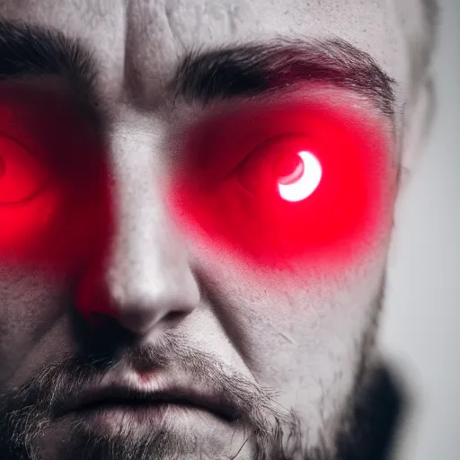 Image similar to a man with red glowing eyes