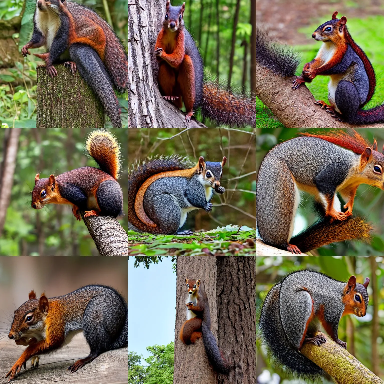 Prompt: a giant indian squirrel-coatimundi hybrid.