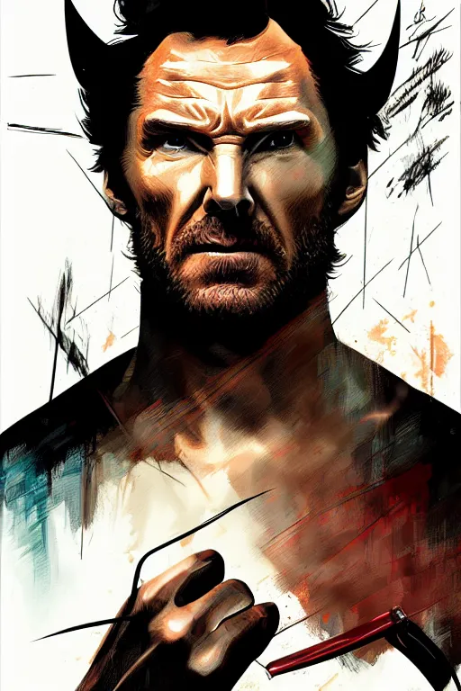 Prompt: Benedict Cumberbatch as Wolverine high quality digital painting in the style of Robert Kirkman