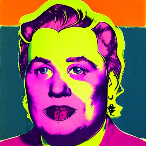 Image similar to portrait of fat man by andy warhol