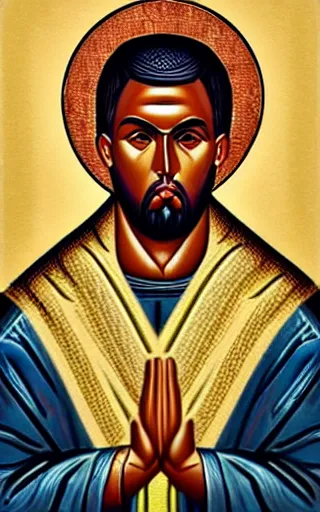 Image similar to orthodox icon of kanye west